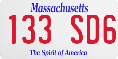 MA license plate 133SD6