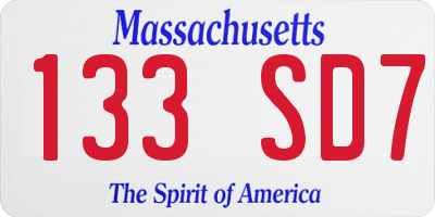 MA license plate 133SD7