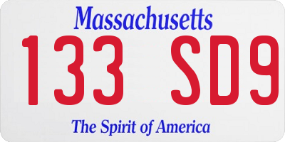 MA license plate 133SD9