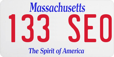MA license plate 133SE0