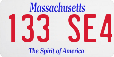 MA license plate 133SE4