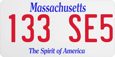 MA license plate 133SE5