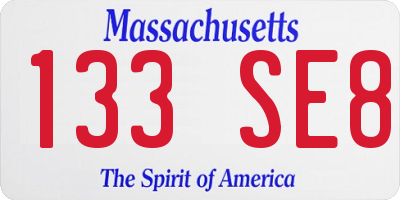 MA license plate 133SE8