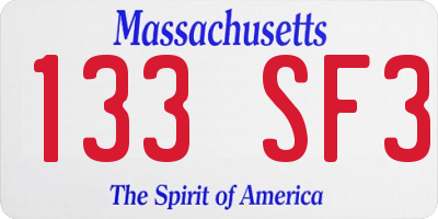 MA license plate 133SF3