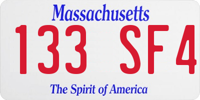 MA license plate 133SF4