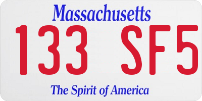 MA license plate 133SF5