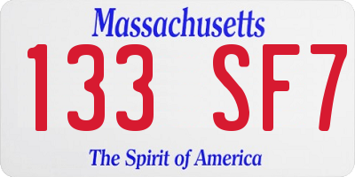 MA license plate 133SF7