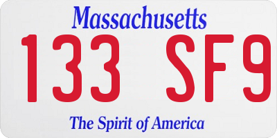 MA license plate 133SF9