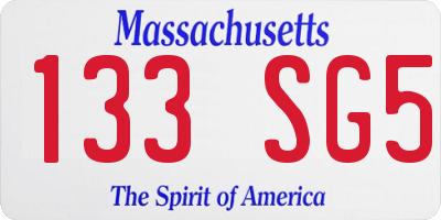 MA license plate 133SG5