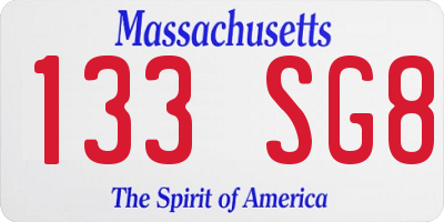 MA license plate 133SG8