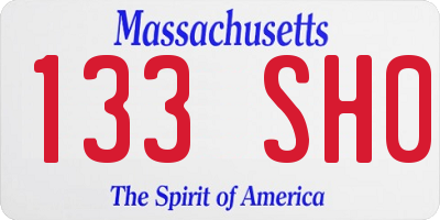 MA license plate 133SH0