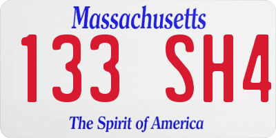 MA license plate 133SH4