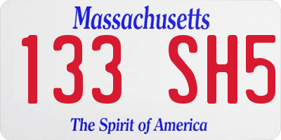 MA license plate 133SH5