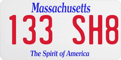 MA license plate 133SH8