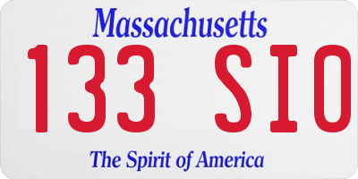 MA license plate 133SI0