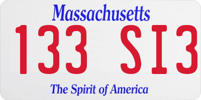 MA license plate 133SI3