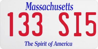 MA license plate 133SI5