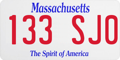 MA license plate 133SJ0