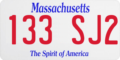 MA license plate 133SJ2