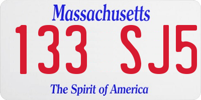 MA license plate 133SJ5