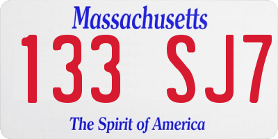 MA license plate 133SJ7