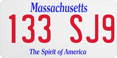 MA license plate 133SJ9