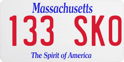 MA license plate 133SK0