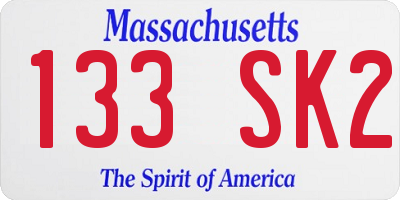 MA license plate 133SK2
