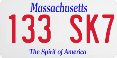 MA license plate 133SK7