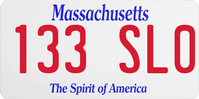 MA license plate 133SL0