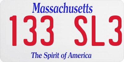 MA license plate 133SL3