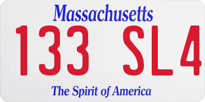 MA license plate 133SL4