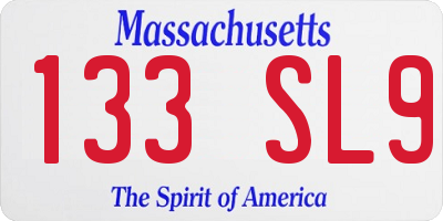 MA license plate 133SL9