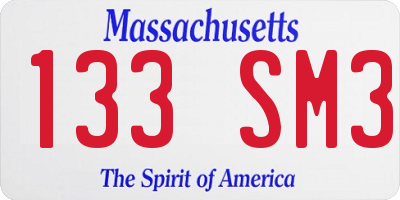 MA license plate 133SM3