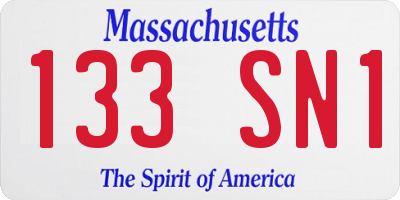 MA license plate 133SN1