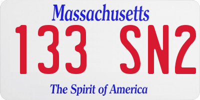 MA license plate 133SN2