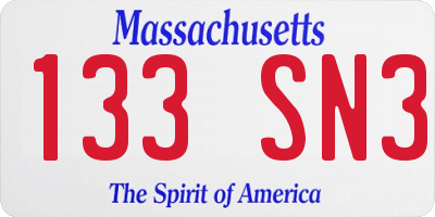 MA license plate 133SN3