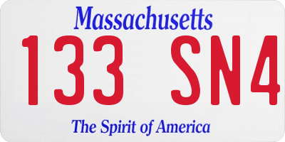 MA license plate 133SN4