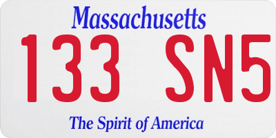 MA license plate 133SN5