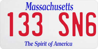 MA license plate 133SN6