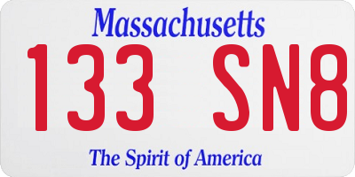 MA license plate 133SN8