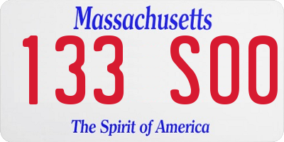 MA license plate 133SO0
