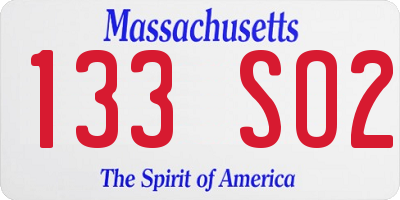 MA license plate 133SO2
