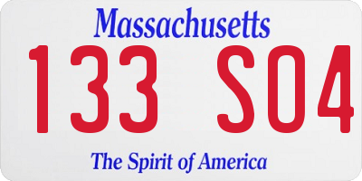 MA license plate 133SO4
