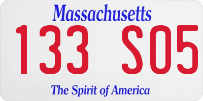 MA license plate 133SO5