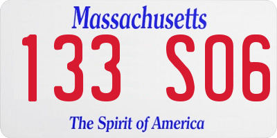 MA license plate 133SO6