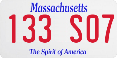 MA license plate 133SO7