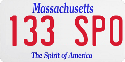 MA license plate 133SP0