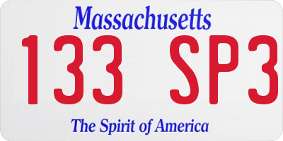 MA license plate 133SP3