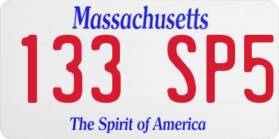 MA license plate 133SP5
